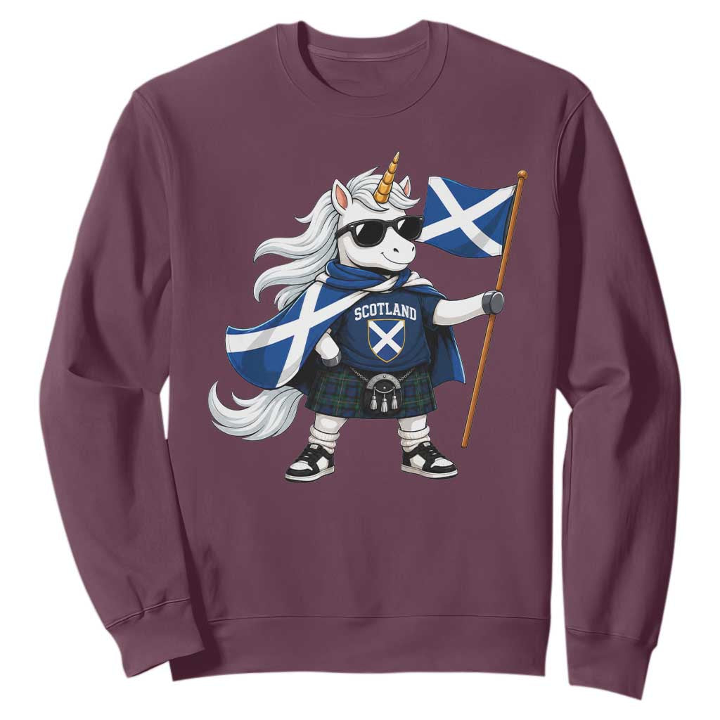 Funny Scotland Unicorn Sweatshirt Cool Scottish Unicorn with Kilt Flag Scotland Pride Football Fans