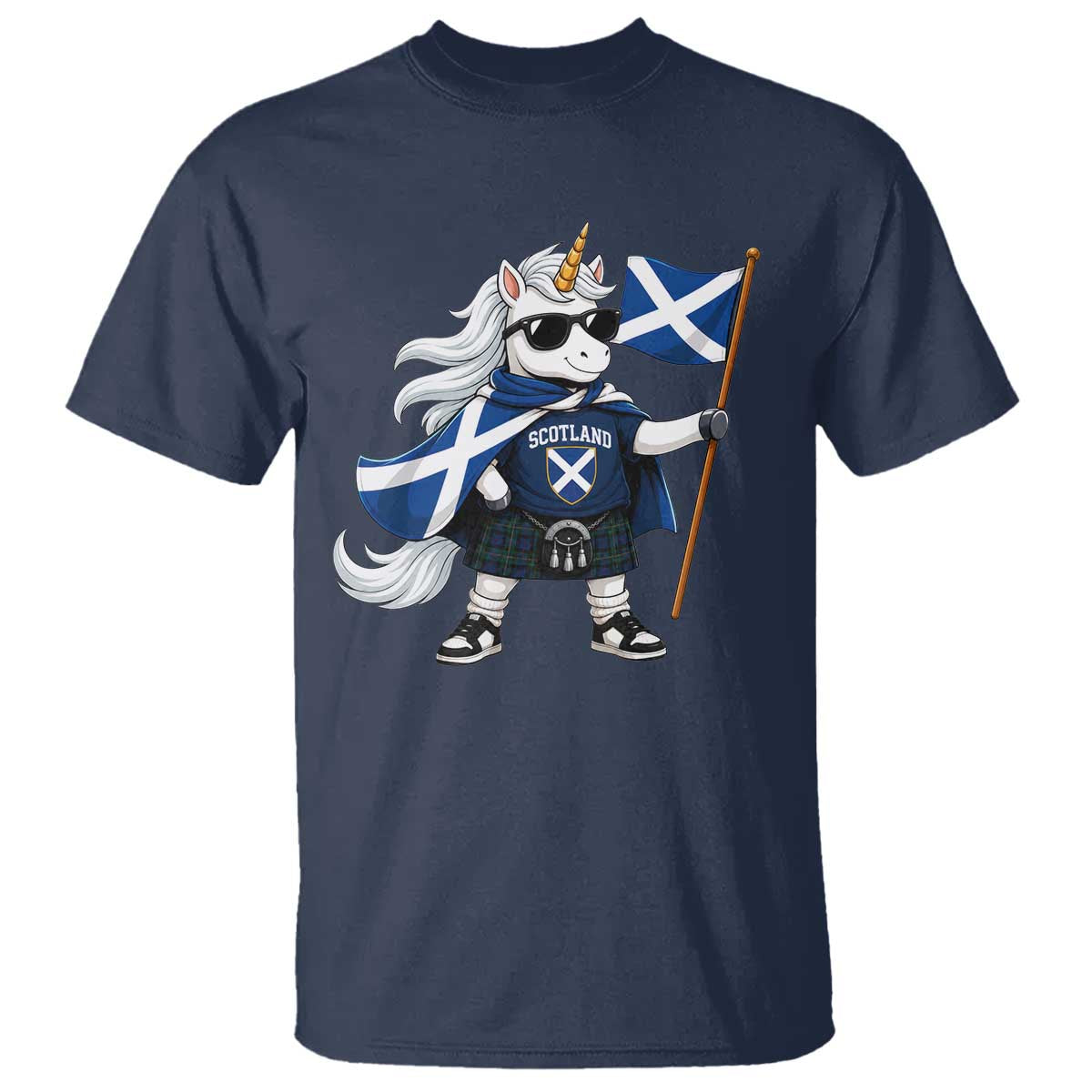Funny Scotland Unicorn T Shirt Cool Scottish Unicorn with Kilt Flag Scotland Pride Football Fans