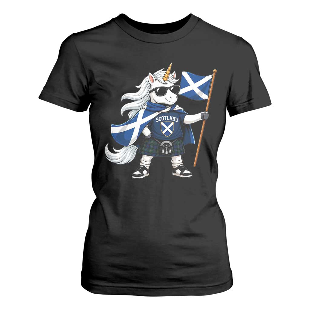 Funny Scotland Unicorn T Shirt For Women Cool Scottish Unicorn with Kilt Flag Scotland Pride Football Fans