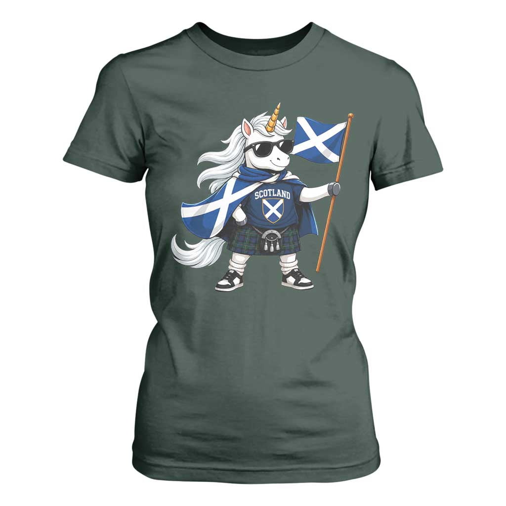 Funny Scotland Unicorn T Shirt For Women Cool Scottish Unicorn with Kilt Flag Scotland Pride Football Fans