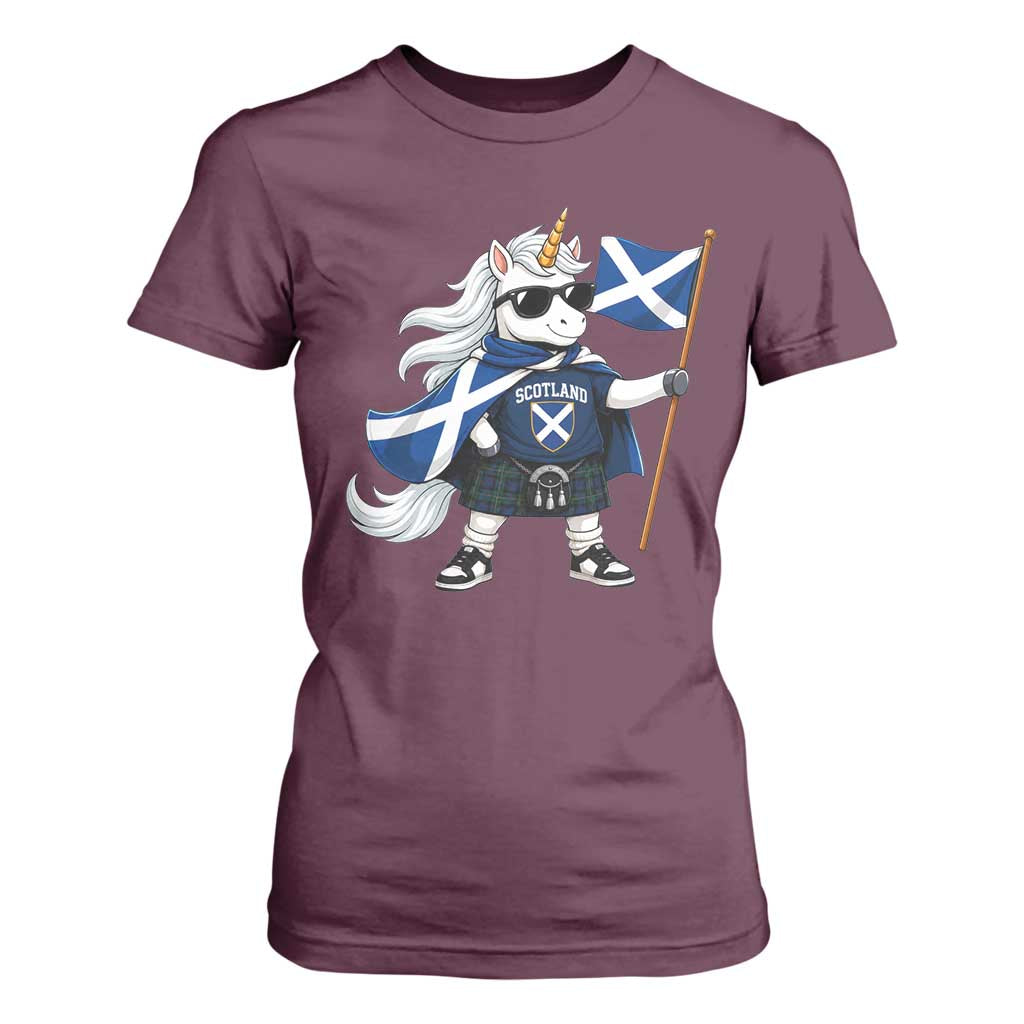 Funny Scotland Unicorn T Shirt For Women Cool Scottish Unicorn with Kilt Flag Scotland Pride Football Fans