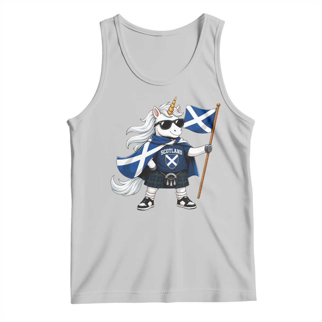 Funny Scotland Unicorn Tank Top Cool Scottish Unicorn with Kilt Flag Scotland Pride Football Fans
