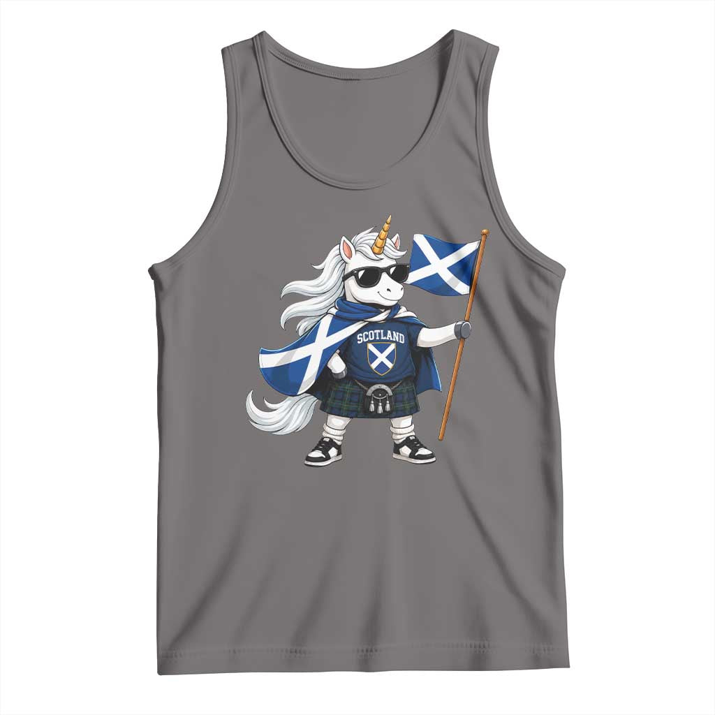 Funny Scotland Unicorn Tank Top Cool Scottish Unicorn with Kilt Flag Scotland Pride Football Fans