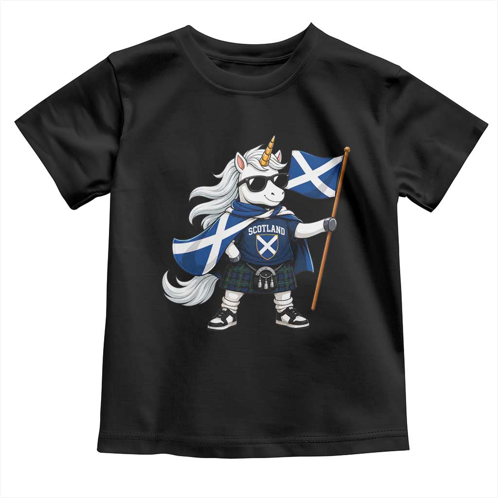 Funny Scotland Unicorn Toddler T Shirt Cool Scottish Unicorn with Kilt Flag Scotland Pride Football Fans