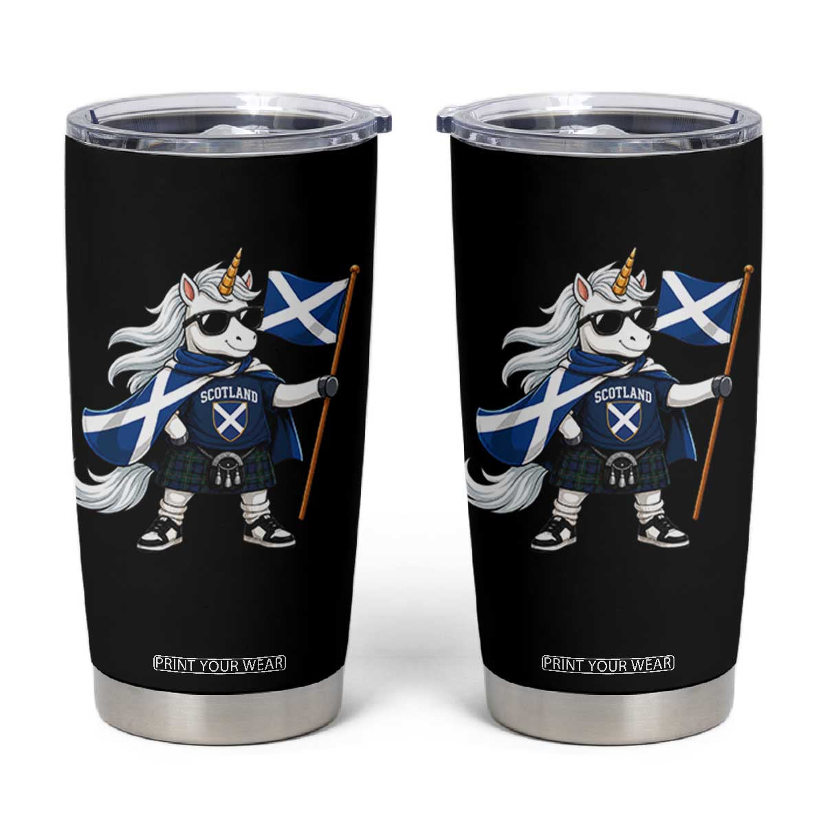 Funny Scotland Unicorn Tumbler Cup Cool Scottish Unicorn with Kilt Flag Scotland Pride Football Fans