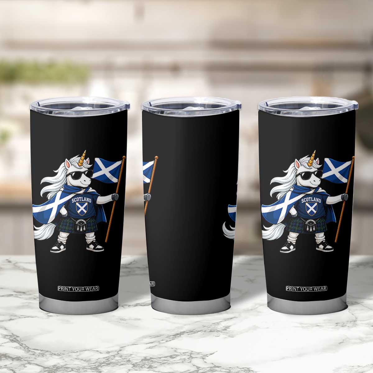 Funny Scotland Unicorn Tumbler Cup Cool Scottish Unicorn with Kilt Flag Scotland Pride Football Fans