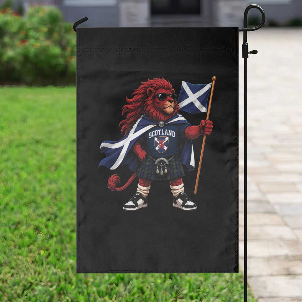 Proud Scotland Rampant Lion Garden Flag Scottish Flag Red Lion Mascot with Kilt Football Fans