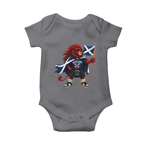 Proud Scotland Rampant Lion Baby Onesie Scottish Flag Red Lion Mascot with Kilt Football Fans