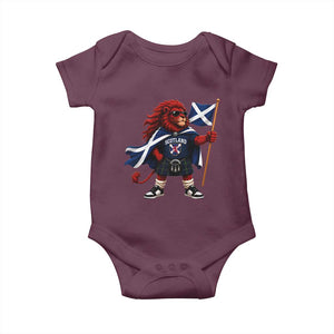 Proud Scotland Rampant Lion Baby Onesie Scottish Flag Red Lion Mascot with Kilt Football Fans