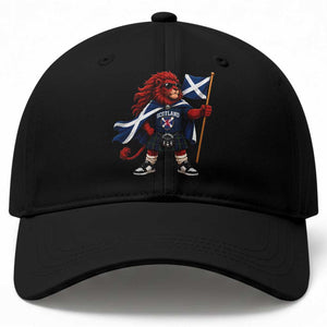 Proud Scotland Rampant Lion Baseball Cap Scottish Flag Red Lion Mascot with Kilt Football Fans