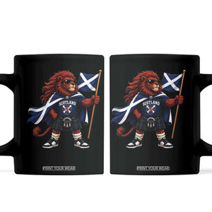 Proud Scotland Rampant Lion Coffee Mug Scottish Flag Red Lion Mascot with Kilt Football Fans