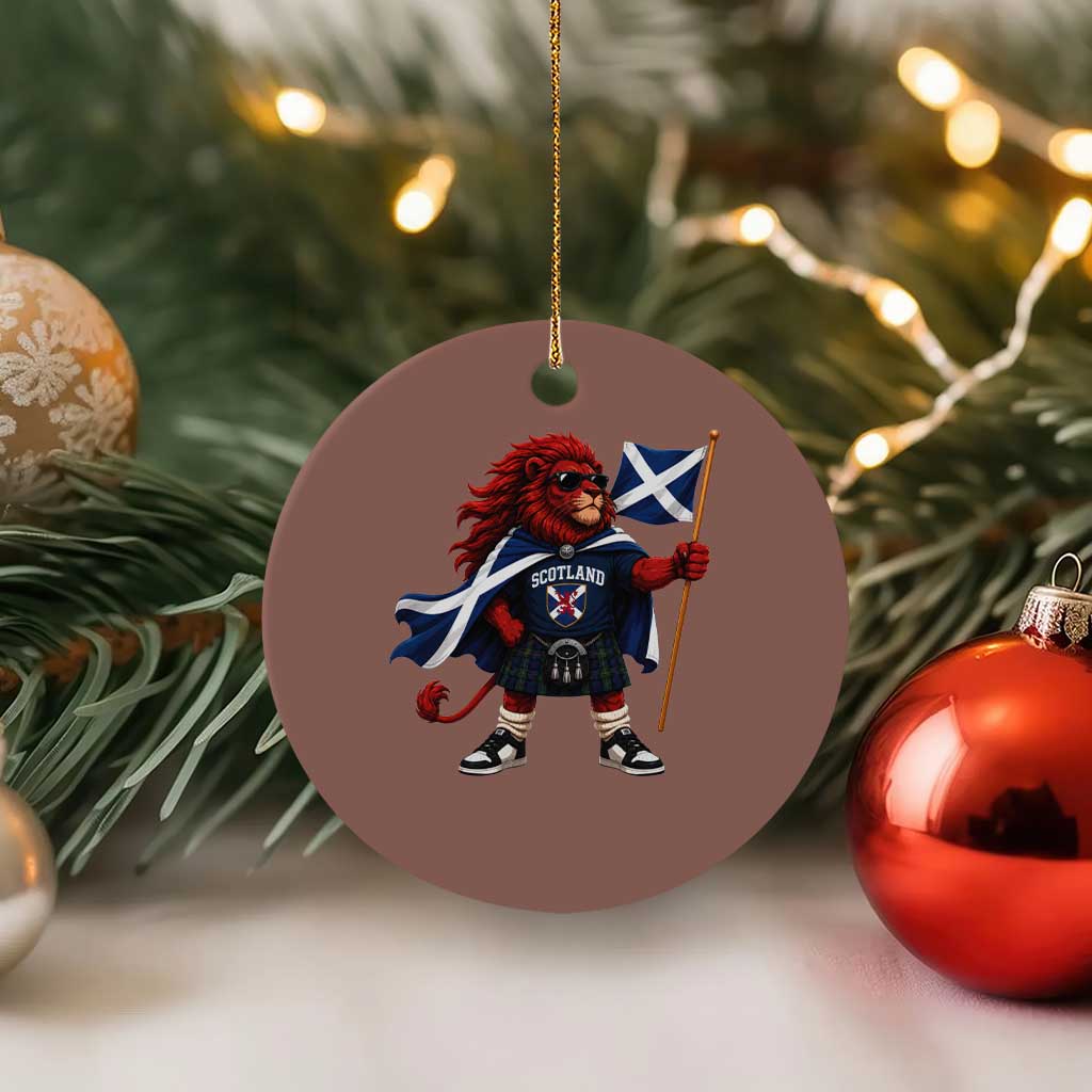 Proud Scotland Rampant Lion Ceramic Ornament Scottish Flag Red Lion Mascot with Kilt Football Fans