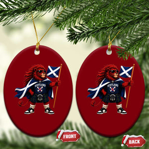 Proud Scotland Rampant Lion Ceramic Ornament Scottish Flag Red Lion Mascot with Kilt Football Fans