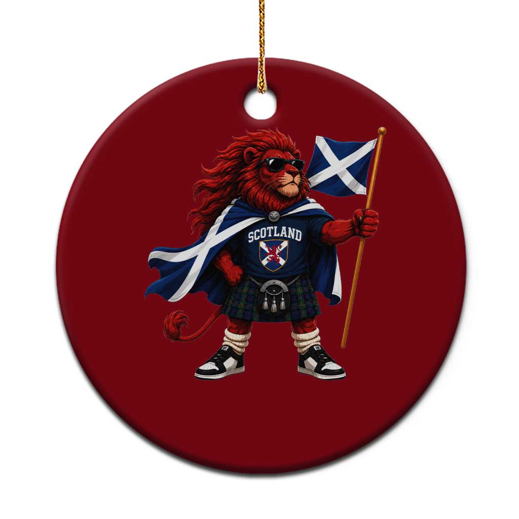 Proud Scotland Rampant Lion Ceramic Ornament Scottish Flag Red Lion Mascot with Kilt Football Fans