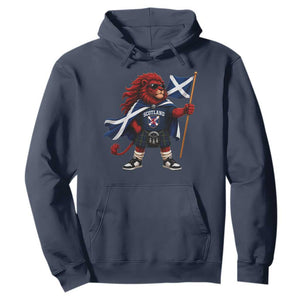 Proud Scotland Rampant Lion Hoodie Scottish Flag Red Lion Mascot with Kilt Football Fans
