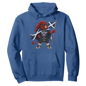 Proud Scotland Rampant Lion Hoodie Scottish Flag Red Lion Mascot with Kilt Football Fans