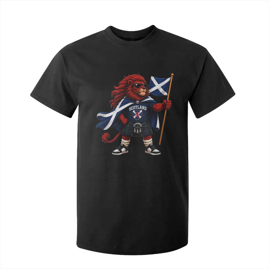 Proud Scotland Rampant Lion T Shirt For Kid Scottish Flag Red Lion Mascot with Kilt Football Fans