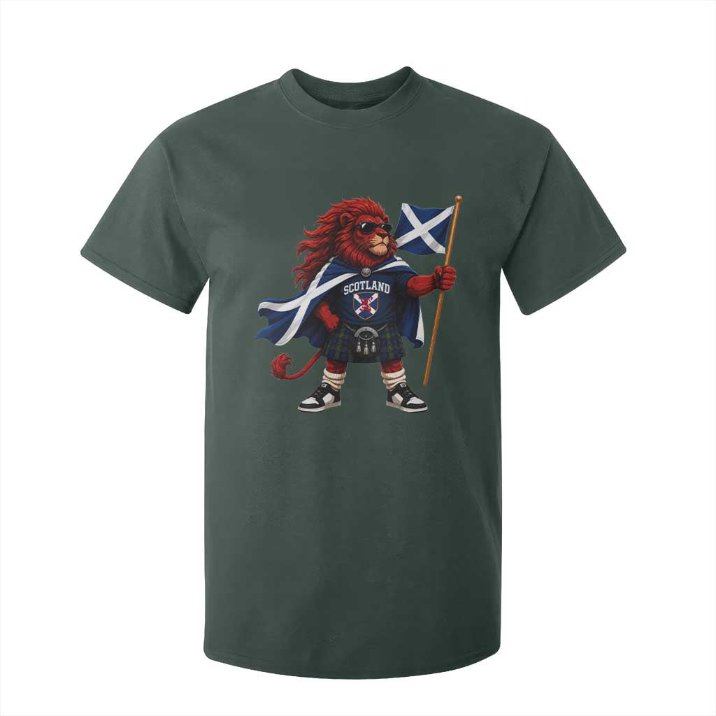 Proud Scotland Rampant Lion T Shirt For Kid Scottish Flag Red Lion Mascot with Kilt Football Fans