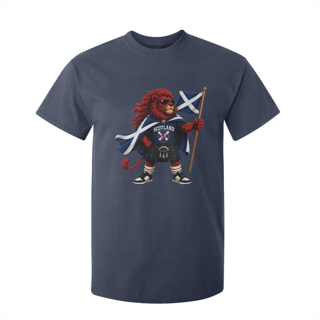 Proud Scotland Rampant Lion T Shirt For Kid Scottish Flag Red Lion Mascot with Kilt Football Fans