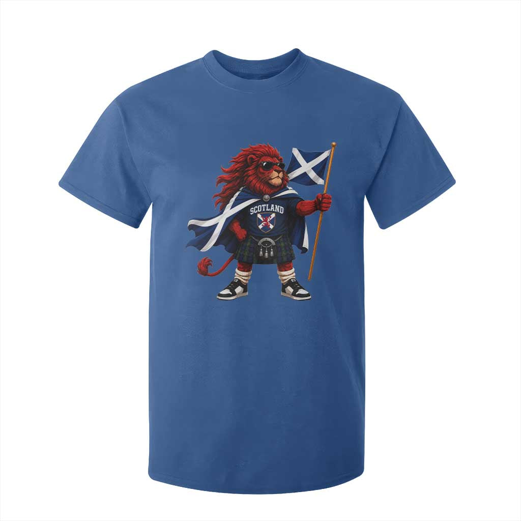 Proud Scotland Rampant Lion T Shirt For Kid Scottish Flag Red Lion Mascot with Kilt Football Fans