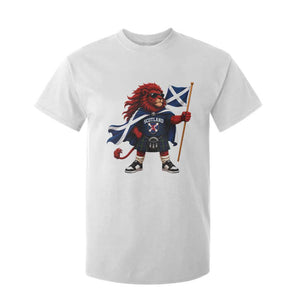 Proud Scotland Rampant Lion T Shirt For Kid Scottish Flag Red Lion Mascot with Kilt Football Fans
