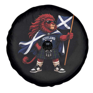 Proud Scotland Rampant Lion Spare Tire Cover Scottish Flag Red Lion Mascot with Kilt Football Fans