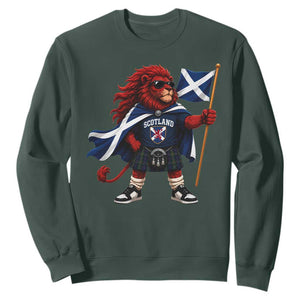 Proud Scotland Rampant Lion Sweatshirt Scottish Flag Red Lion Mascot with Kilt Football Fans