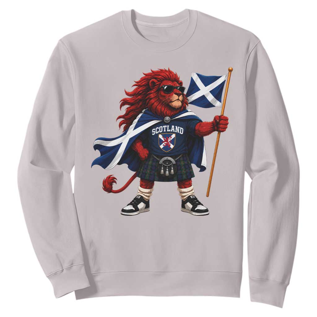 Proud Scotland Rampant Lion Sweatshirt Scottish Flag Red Lion Mascot with Kilt Football Fans