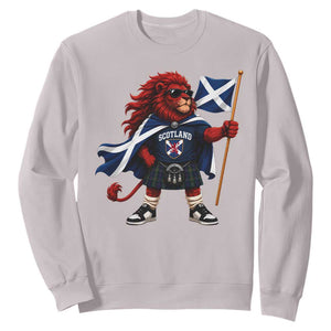 Proud Scotland Rampant Lion Sweatshirt Scottish Flag Red Lion Mascot with Kilt Football Fans