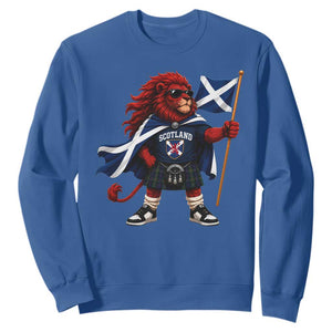 Proud Scotland Rampant Lion Sweatshirt Scottish Flag Red Lion Mascot with Kilt Football Fans