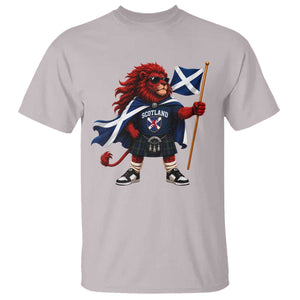 Proud Scotland Rampant Lion T Shirt Scottish Flag Red Lion Mascot with Kilt Football Fans