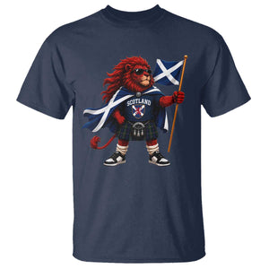 Proud Scotland Rampant Lion T Shirt Scottish Flag Red Lion Mascot with Kilt Football Fans
