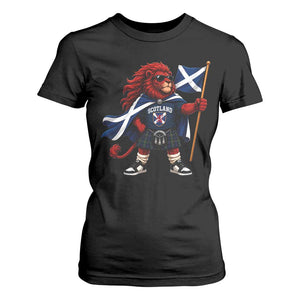 Proud Scotland Rampant Lion T Shirt For Women Scottish Flag Red Lion Mascot with Kilt Football Fans