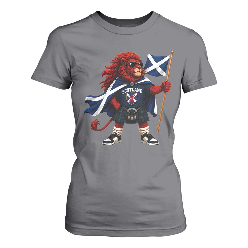 Proud Scotland Rampant Lion T Shirt For Women Scottish Flag Red Lion Mascot with Kilt Football Fans
