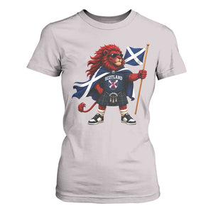 Proud Scotland Rampant Lion T Shirt For Women Scottish Flag Red Lion Mascot with Kilt Football Fans