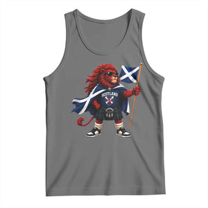 Proud Scotland Rampant Lion Tank Top Scottish Flag Red Lion Mascot with Kilt Football Fans