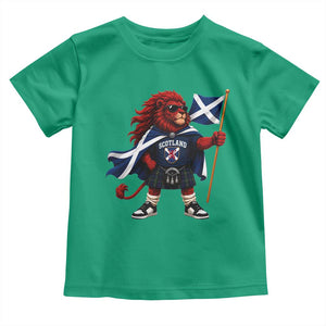 Proud Scotland Rampant Lion Toddler T Shirt Scottish Flag Red Lion Mascot with Kilt Football Fans