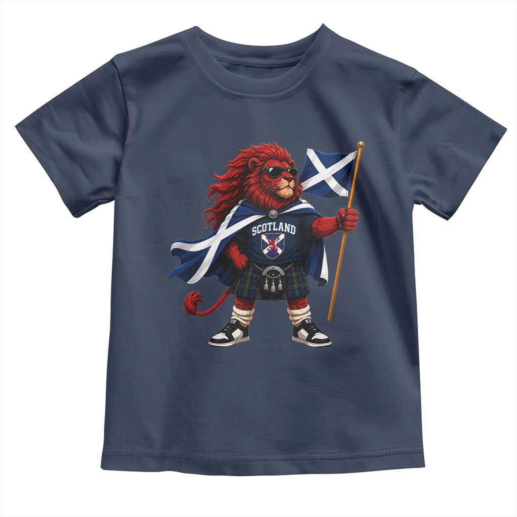 Proud Scotland Rampant Lion Toddler T Shirt Scottish Flag Red Lion Mascot with Kilt Football Fans