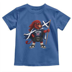 Proud Scotland Rampant Lion Toddler T Shirt Scottish Flag Red Lion Mascot with Kilt Football Fans