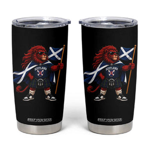 Proud Scotland Rampant Lion Tumbler Cup Scottish Flag Red Lion Mascot with Kilt Football Fans