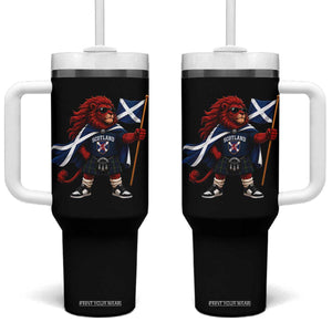 Proud Scotland Rampant Lion Tumbler With Handle Scottish Flag Red Lion Mascot with Kilt Football Fans