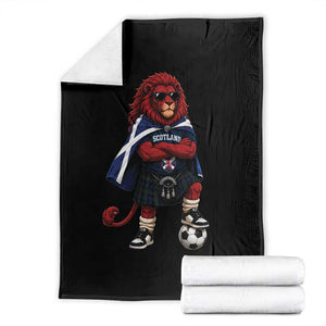 Scotland Rampant Lion Soccer Fan Throw Blanket Scottish Pride Red Lion in Kilt with Sunglasses Football