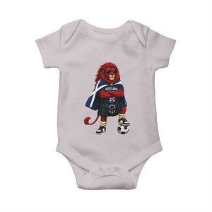Scotland Rampant Lion Soccer Fan Baby Onesie Scottish Pride Red Lion in Kilt with Sunglasses Football