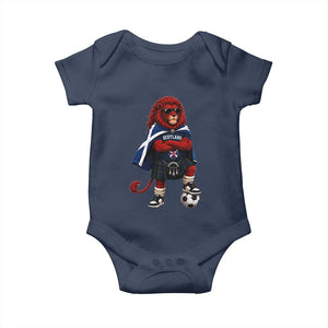 Scotland Rampant Lion Soccer Fan Baby Onesie Scottish Pride Red Lion in Kilt with Sunglasses Football