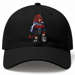 Scotland Rampant Lion Soccer Fan Baseball Cap Scottish Pride Red Lion in Kilt with Sunglasses Football