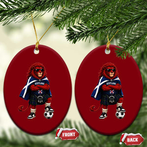 Scotland Rampant Lion Soccer Fan Ceramic Ornament Scottish Pride Red Lion in Kilt with Sunglasses Football