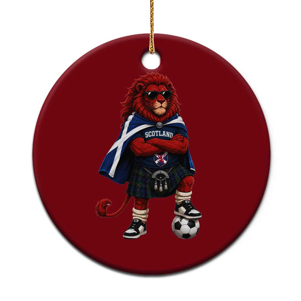 Scotland Rampant Lion Soccer Fan Ceramic Ornament Scottish Pride Red Lion in Kilt with Sunglasses Football
