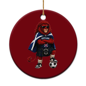 Scotland Rampant Lion Soccer Fan Ceramic Ornament Scottish Pride Red Lion in Kilt with Sunglasses Football