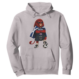 Scotland Rampant Lion Soccer Fan Hoodie Scottish Pride Red Lion in Kilt with Sunglasses Football