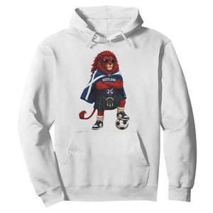 Scotland Rampant Lion Soccer Fan Hoodie Scottish Pride Red Lion in Kilt with Sunglasses Football